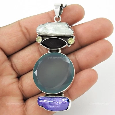 Redondo Onix Piedra 925 Plata Cumpleaños Compromiso Aniversario Navidad Colgante - Imagen 1 de 4