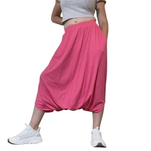 Halara Midi Harem Boho Skirt Pants Bright Pink Pockets! Size SMALL New NWOT - Picture 1 of 11