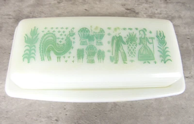 Vintage Pyrex Butter Dish AMISH BUTTERPRINT Turquoise USA No Chips or Cracks - Image 1 of 4