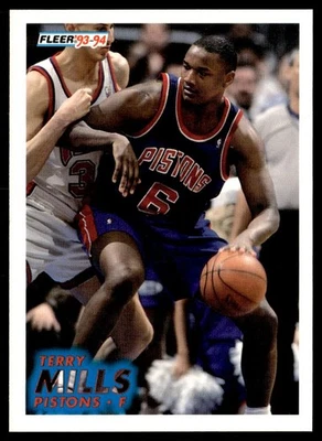 1993-94 Fleer Terry Mills Detroit Pistons #61 - Image 1 of 2