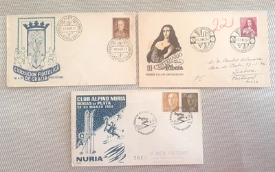 Spain, 1951, 1954, 1958,  3 FDC,s ( Barcelona, Nuria - Gerona , Madrid ) - Image 1 of 4