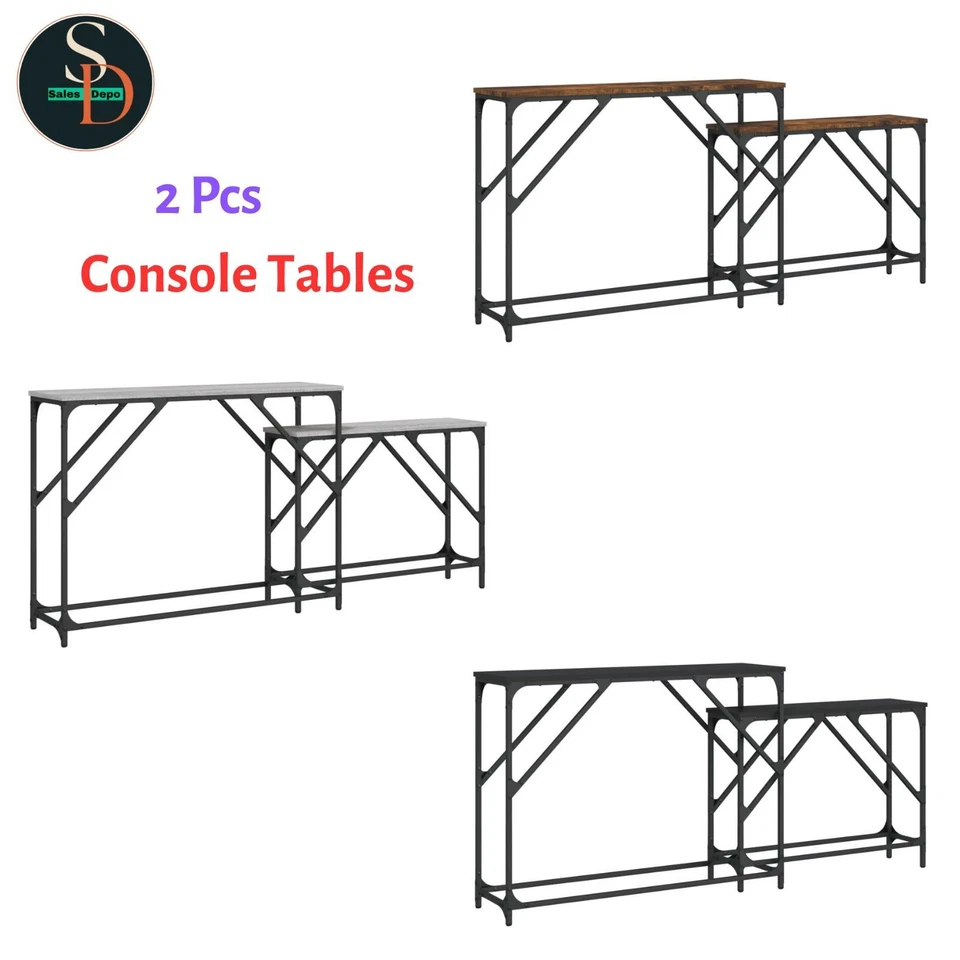 2 Pcs Nesting Console Tables Nesting Table Side Table Engineered Wood vidaXL - Image 1 of 1