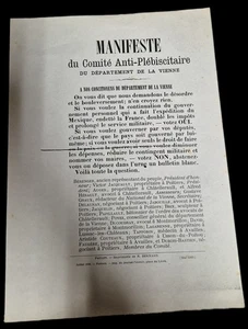 Manifesto Document of the Anti-Plebiscite Committee of the Department of Vienne - Foto 1 di 1