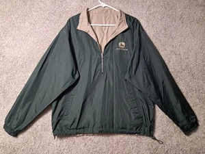 John Deere Men's Jacket Green Tan Size XL Half Zip Windbreaker - Picture 1 of 10