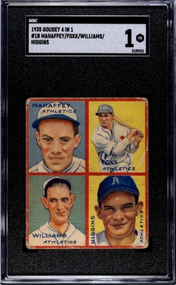 Goudey 1935 4 en 1 Higgins Williams Foxx Mahaffey #1B SGC 1 Foto 1 de 2
