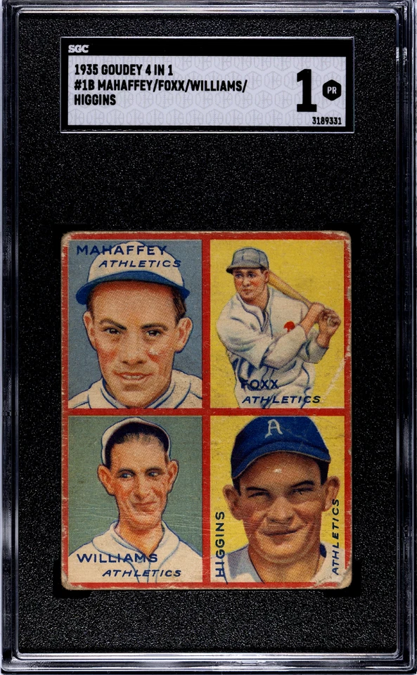 1935 Goudey 4 In 1 Higgins Williams Foxx Mahaffey #1B SGC 1 - Image 1 of 2