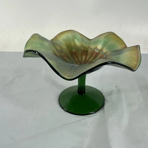Vintage Fenton Iridescent Gold Amethyst Green Base Carnival Glass Starburst - Picture 1 of 7