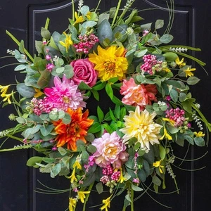 Spring Summer Wreaths for Front Door, Soomeir Floral Door Wreath with Peony... - Picture 1 of 8