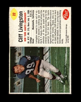 1962 Post Cereal Set-Break # 22 Cliff Livingston VG-VGEX *GMCARDS* - Image 1 of 2