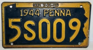 1944 Pennsylvania License Plate PA Penna Tag 5S009 - Picture 1 of 3