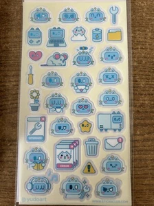 Stickii Club blau Roboter Kätzchen Aufkleberbogen von Yudoart - Bild 1 von 1