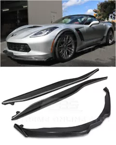 Faldas laterales de fibra de carbono para 14-19 Corvette C7 TODO | Z06 divisor lateral labial frontal - Imagen 1 de 12