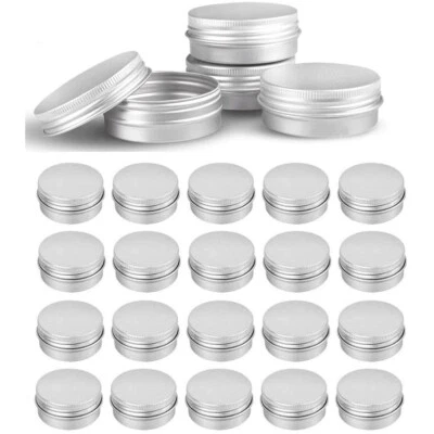 10/200pcs Durable Silver Aluminum Cosmetic Pot Lip Balm Jar Containers Empty Tin