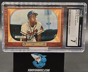 1955 Bowman Baseball #179 Hank Aaron CSG CGC 7 NM Great Eye Appeal Vintage Card - Bild 1 von 2