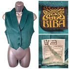 Biba Vintage Waistcoat Size 10 *Fit 8 Teal Green Collar Needlecord  Cotton C.80S