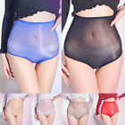 Women Shiny Silky Briefs Glossy Sheer Panties See Through Ultrathin Underwear 