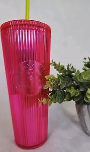 Starbucks Tumbler PINK Magenta 24oz 2023 Pleated Cold Cup NEUWERTIG - Bild 1 von 6