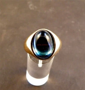 Natural Blue Topaz Gemstone With 14K Gold Plated Silver Ring for Men's #611 - Picture 1 of 11