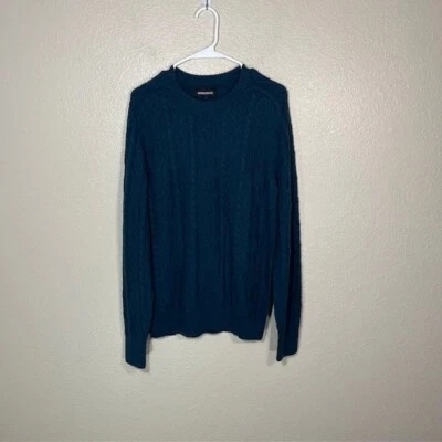 Suéter masculino Bonobos pequeno lã alpaca mistura cabo malha azul verde pulôver - Imagem 1 de 4