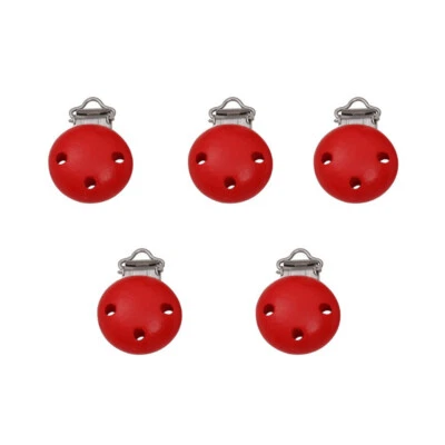 5pc Various Color Wooden Baby Pacifier Clips Safety Infant Soother Clasps 3 Hole - Image 1 of 4