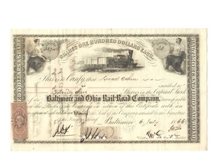 Israel Cohen 1866 B&O Railroad Stock Certificate - Picture 1 of 2
