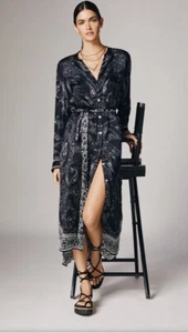 Camilla Kaftan Sz M / 12 MIDNIGHT PEARL Mid Length Silk Shirt Dress NWT $699 - Picture 1 of 13