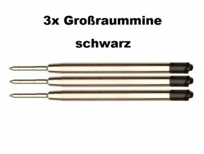 3x Metall Großraum-Mine SCHWARZ, passend für Parker-System Kugelschreiberminen