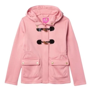 NWT Pink Platinum Girls Zip up Hooded Toggle Fleece Jacket Blush Size 4 XS - Picture 1 of 8