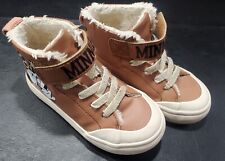 H&M Disney Girls Minnie Mouse Tan Lined High Top Sneakers Hiking Shoes 9 / 26