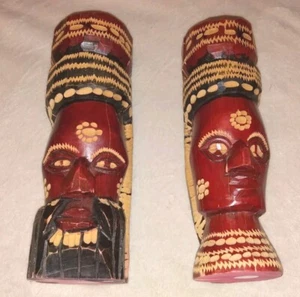 Figura de tótem de madera pintada tallada Jamaica hombre y mujer recuerdo de viaje - Imagen 1 de 13