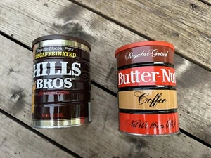 Vintage Butter-nut and Hills Bros Kaffee Metall Blechdose Bank Abdeckungen schön - Bild 1 von 20