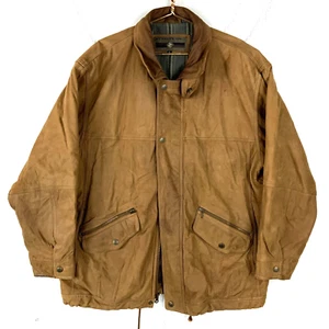 Vintage Members Only Leather Jacket Size XL Brown Lined Full Zip Snap Button - Picture 1 of 10