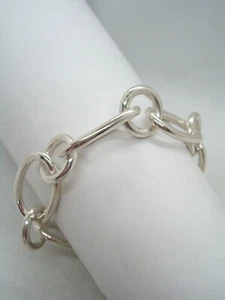 Silver Bracelet 925 - Bracelet To Chain With Large Mesh - Picture 1 of 8