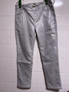 Weiche Umrandung Damen Gr. P Small beschichtet silber Jeans Stretch Legging Pull On - Bild 1 von 8