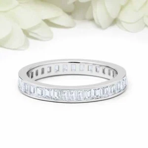 2ct Simulated Diamond Wedding Band Full Eternity White Gold Plated - Picture 1 of 4