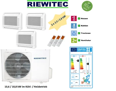 Triple MultiSplit Truhenausführung (3x3,5 kW) RIEWITEC Klimaanlage 10,6/10,8 kW - Bild 1 von 4