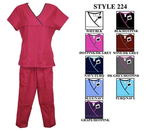 Set Scrubs Medico Donna Uniformi Da Lavoro Pantaloni Top S-XL (224) - Foto 1 di 26