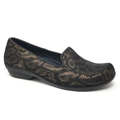 Zapatos Mocasines Dansko Olivia Mujer Talla 7.8-8 EE. UU. 38 UE Negro Bronce Estampado Serpiente Foto 1 de 4