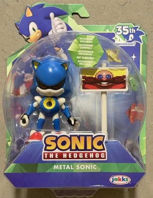 Sonic The Hedgehog 35 Aniversario Metal Sonic Figura Letrero Poste - Jakks Pacific Foto 1 de 2
