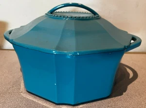 Issac Mizrahi Designer blau Emaille Gusseisen 6 Quart Dutch Oven Deckeltopf - Bild 1 von 15