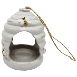 Alimentador para pájaros maceta miel cerámica blanca, comedero decorativo para pájaros de jardín - Imagen 1 de 1