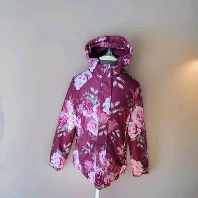 Chaqueta de Invierno The Children's Place Floral con Capucha Borgoña Rosa Rosas XXL 16 Foto 1 de 4