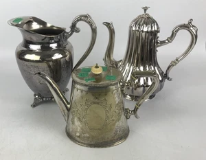 2 Silver Plate coffee/tea pots & 1 Silver plate water jug - Picture 1 of 5