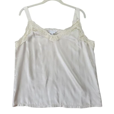 De Colección Y2K Seda Champagne Cami Top Mujer Talla L Slip Encaje Coqueta Preppy Oficina Foto 1 de 4