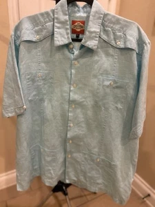 San Cristobal Guayabera XL Blau El Guapo Leinenmischung Taschen Urlaub Cool - Bild 1 von 4
