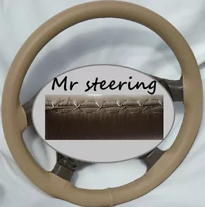 FITS SKODA FABIA MK1 BEIGE TOP QUALITY REAL LEATHER STEERING WHEEL COVER 99-07 - Picture 1 of 1