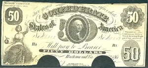 1861, T8, $50, Washington, carta de serie Bb, "Para" antes de que se imprima "Trea'r", - Imagen 1 de 1