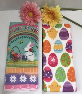 NEU Set X2 Ostern Frühling Küchentücher Hase Ostereier bunt - Bild 1 von 8
