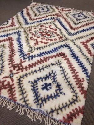 6' X 9' Beni Ourain Moroccan Area Rug Hand Knotted Multi  Berber Shaggy Azilal - Image 1 of 4