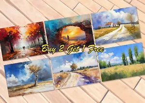 Autumn Walkway Prints on Matte Paper | Vibrant Seasonal Impressionist Painting - Picture 1 of 9